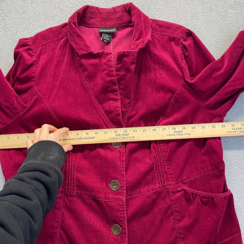 Lane Bryant Blazer Women Size 22 Red Suit Jacket 3‎ Buttons Velvet Corduroy - Picture 4 of 11